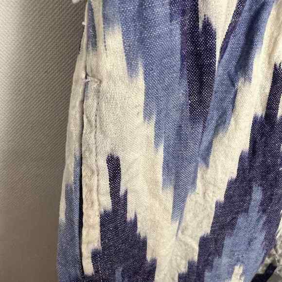 Rag Poets Short Sleeve Chevron Print Women's Blue & White Romper Size Small - Picture 5 of 12